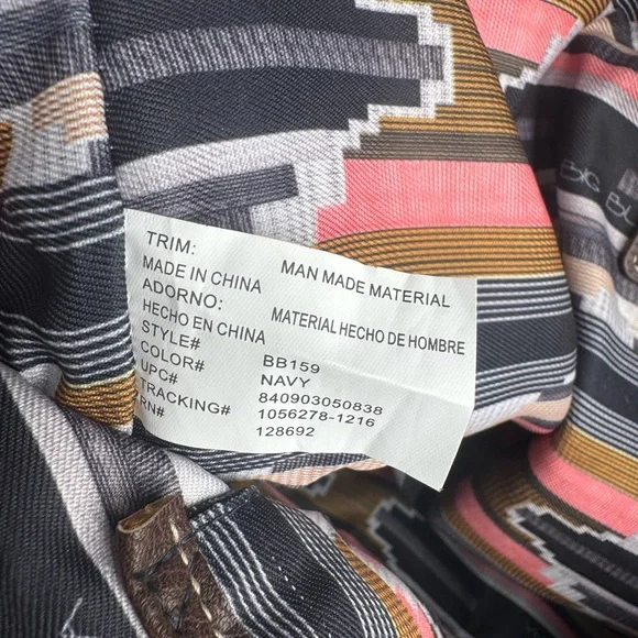 Big Buddha Swesley Blue and White Striped Tribal Tote Bag - Picture 9 of 13